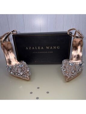 Azalea Wang Popstar Rose Gold PVC Slingback Stiletto Heels Women’s Size 7.5